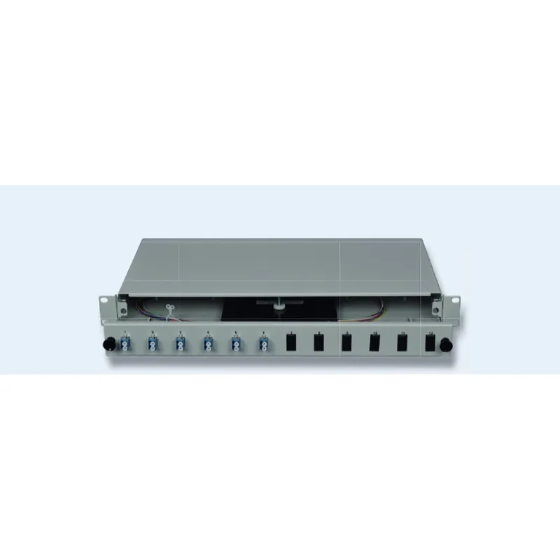 DNBL Spleissbox 19" 1HE ausz. RAL7035 6xLCD/PC-Kupp, 12x-Pigtails OS2 5122206171