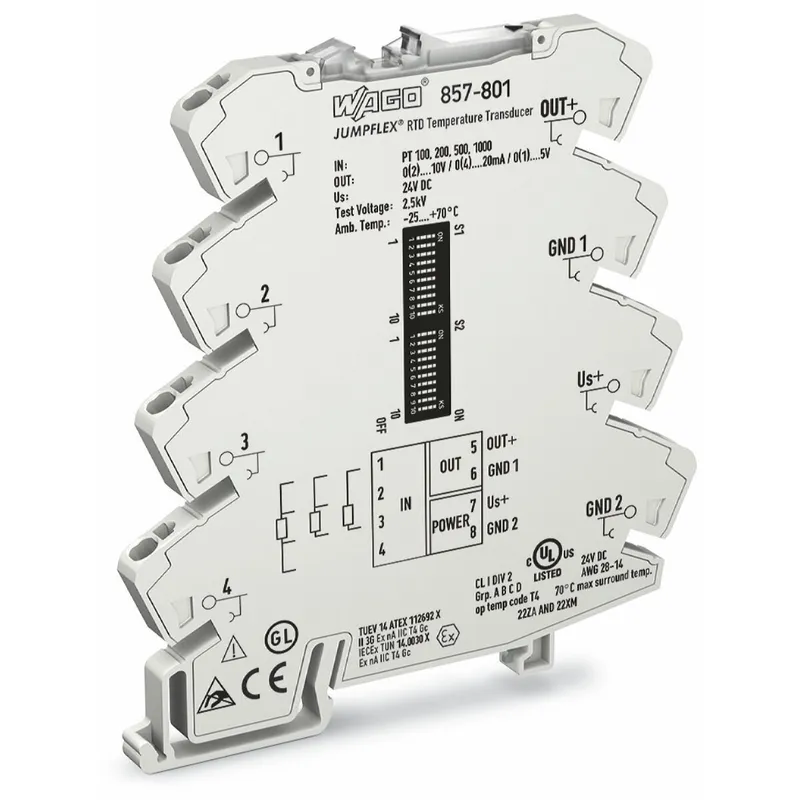 WAGO Temperaturmessumformer 857-801 PT-Sensoren 24V DC