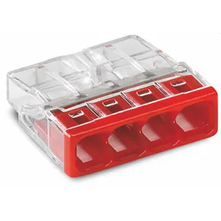 WAGO Verbindungsdosenklemme 4polig Compact 0,5-2,5qmm transp./rot