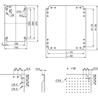 Schneider Electric Montageplatte Mikroperf. H400xB400m 3,6mm auf 12,5mm NSYMF44