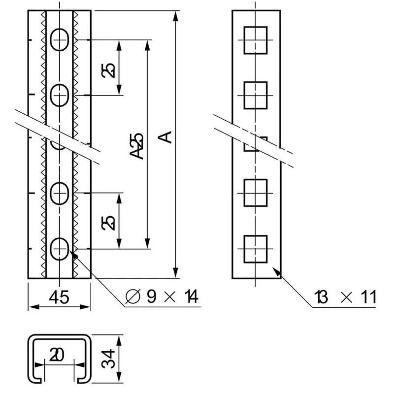 Schneider Electric Montageschiene Spacial SF/SM-System 2200mm 2 Stück NSYTVR22