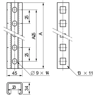 Schneider Electric Montageschiene Spacial SF/SM-System 2200mm 2 Stück NSYTVR22