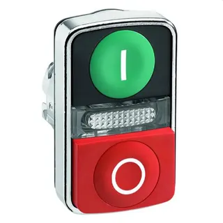 Schneider Electric Doppeldrucktaster gn flach/rot vorstehend ?22 m. Besch.