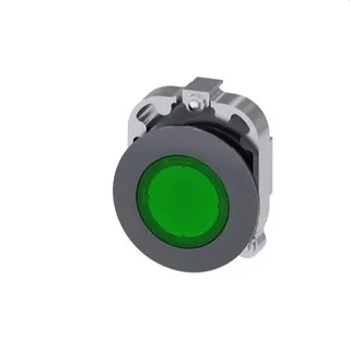 Siemens Drucktaster beleuchtet 30mm rund Metall matt gruen 3SU1061-0JB40-0AA0
