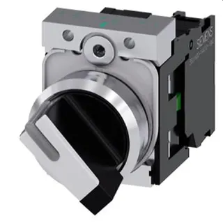 Siemens Knebelschalter beleuchtbar 22mm rund schwarz weiss 3SU1150-2BF60-1BA0