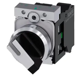 Siemens Knebelschalter beleuchtbar 22mm rund schwarz weiss 3SU1150-2BF60-3BA0