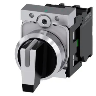 Siemens Knebelschalter beleuchtbar 22mm rund schwarz weiss 3SU1150-2BM60-1NA0