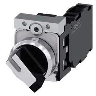 Siemens Knebelschalter beleuchtbar 22mm rund schwarz weiss 3SU1150-2BF60-1FA0