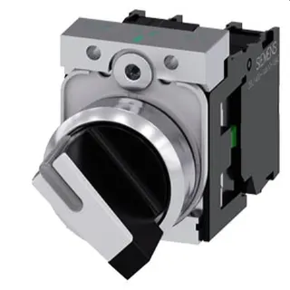 Siemens Knebelschalter beleuchtbar 22mm rund schwarz weiss 3SU1150-2BF60-1MA0