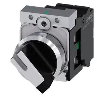 Siemens Knebelschalter beleuchtbar 22mm rund schwarz weiss 3SU1150-2BF60-3MA0