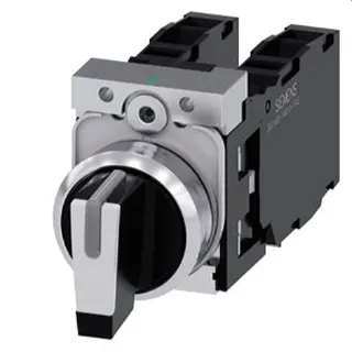 Siemens Knebelschalter beleuchtbar 22mm rund schwarz weiss 3SU1150-2BL60-1LA0