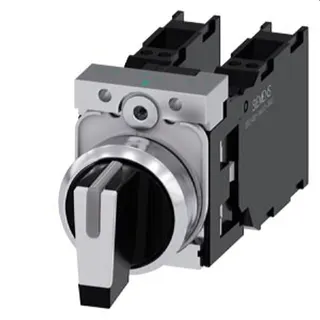 Siemens Knebelschalter beleuchtbar 22mm rund schwarz weiss 3SU1150-2BL60-3LA0