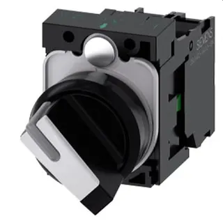 Siemens Knebelschalter beleuchtbar 22mm rund schwarz weiss 3SU1103-2BF60-1BA0