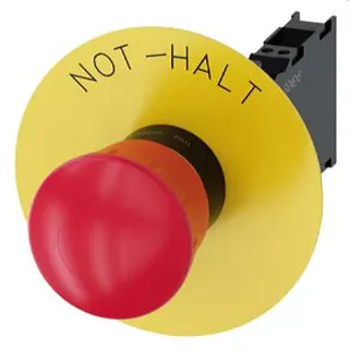 Siemens Not-Halt-Pilzdrucktaster 22mm rund rot mit Beschriftung 1S+1OE 3SU1100-1HB20-3FH0