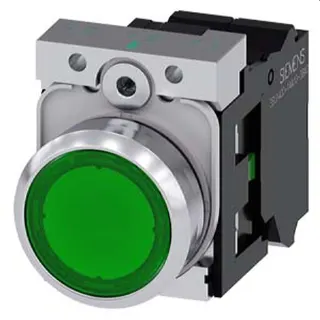 Siemens Drucktaster beleuchtet 22mm rund grün 1S 3SU1153-0AB40-3BA0