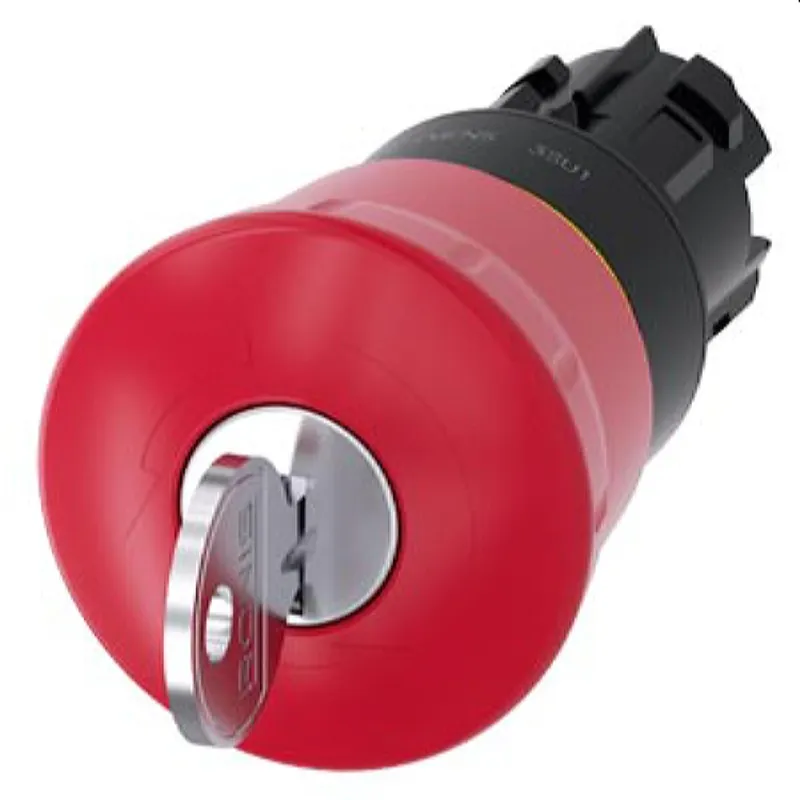 Siemens Not-Halt-Pilzdrucktaster 22mm rund rot mit Schloss RONIS 3SU1000-1HG20-0AA0