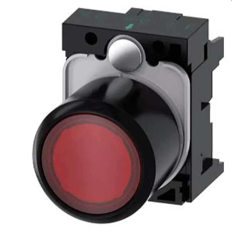 Siemens Drucktaster beleuchtet 22mm rund rot transparent 3SU1201-0EB20-0AA0