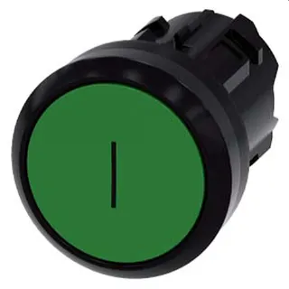 Siemens Drucktaster 22mm rund grün Symbol I 3SU1000-0AB40-0AC0