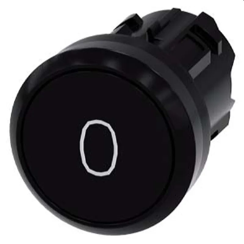 Siemens Drucktaster 22mm rund schwarz Symbol O 3SU1000-0AB10-0AD0