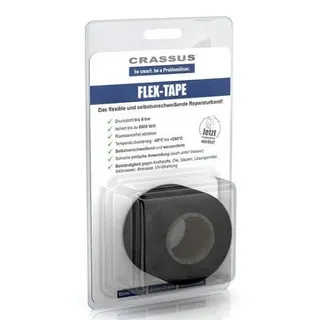 Crassus Flex-Tape, Reparaturband Schwarz 25mmx3,5mx0,7mm, selbstverschweißend