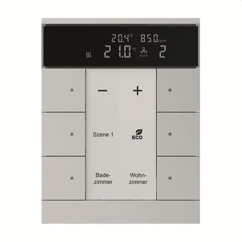 Busch-Jaeger Raumtemperaturregler SBC/U6.0.11-83 HVAC/CO2 6fach, aluminiumsilber