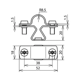 Dehn & Söhne Stangenhalter 274116 NIRO f. Rd 16mm