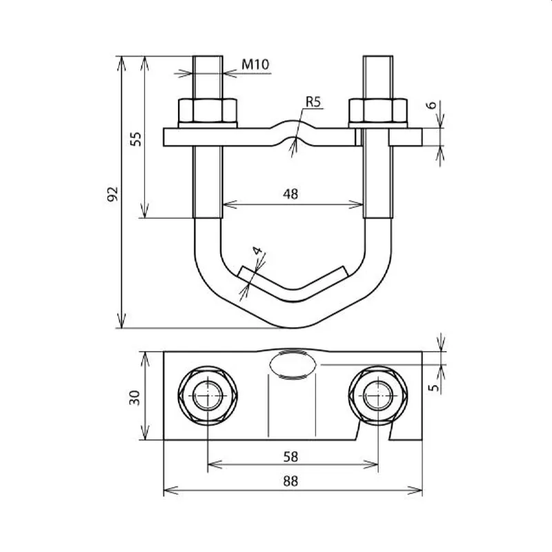 Dehn & Söhne Armierungsklemme 308045 f. Rd 10mm u. Fl 30-40mm St/blank