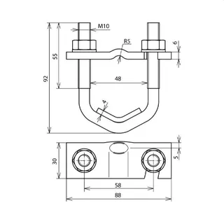 Dehn & Söhne Armierungsklemme 308045 f. Rd 10mm u. Fl 30-40mm St/blank