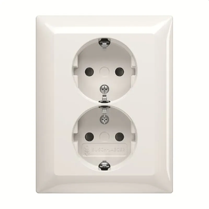 Busch-Jaeger SCHUKO-Doppel-Steckdose 202 EUJRB-914 volle Abdeckung alpinweiß