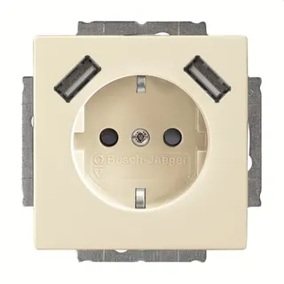 Busch-Jaeger SCHUKO-Doppel-Steckdose 20 EUCB2USB-82 2x USB elfenbeinweiß