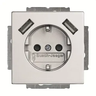 Busch-Jaeger SCHUKO-Doppel-Steckdose 20 EUCB2USB-83 2x USB aluminiumsilber