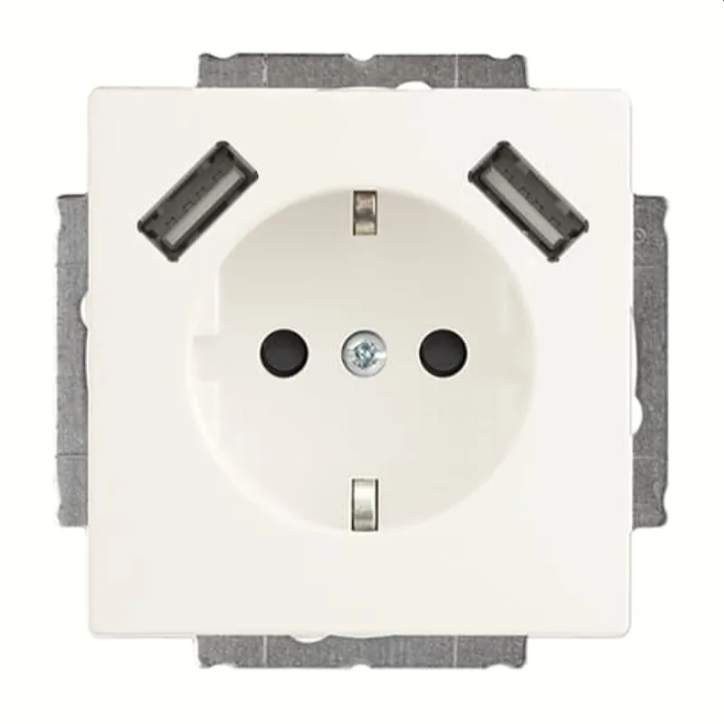 Busch-Jaeger SCHUKO-Doppel-Steckdose 20 EUCB2USB-884 2x USB studioweiß matt