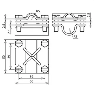 Dehn & Söhne Kreuzstück 316163 mit Zwischenplatte St/tZn