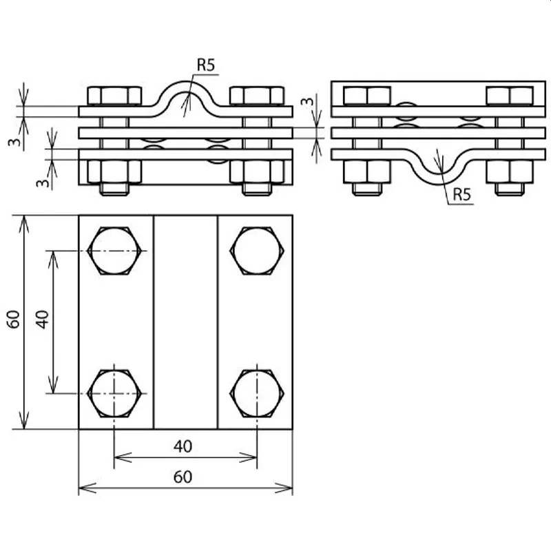 Dehn & Söhne Kreuzstück 319209 mit Zwischenplatte Niro (V4A)