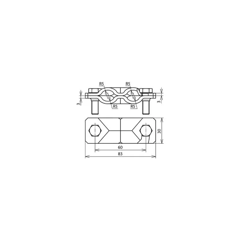 Dehn & Söhne SVP-Klemme 308060 8-10/Fl 30mm-Fl 30/30mm
