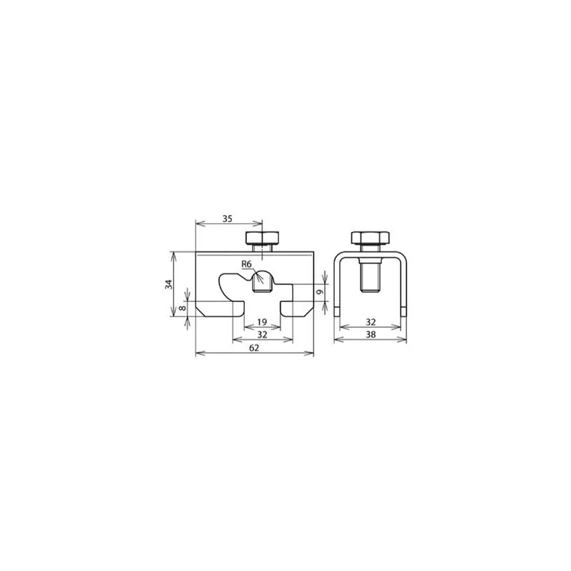 Dehn & Söhne Verbindungsklemme 308129 NIRO FL30/Rd8-10mm zum Einhaken