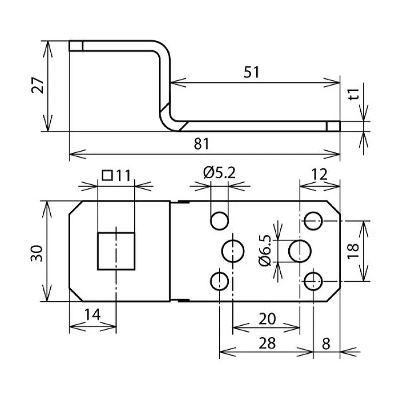 Dehn & Söhne Anschlusslasche 377017 Z-Form Cu