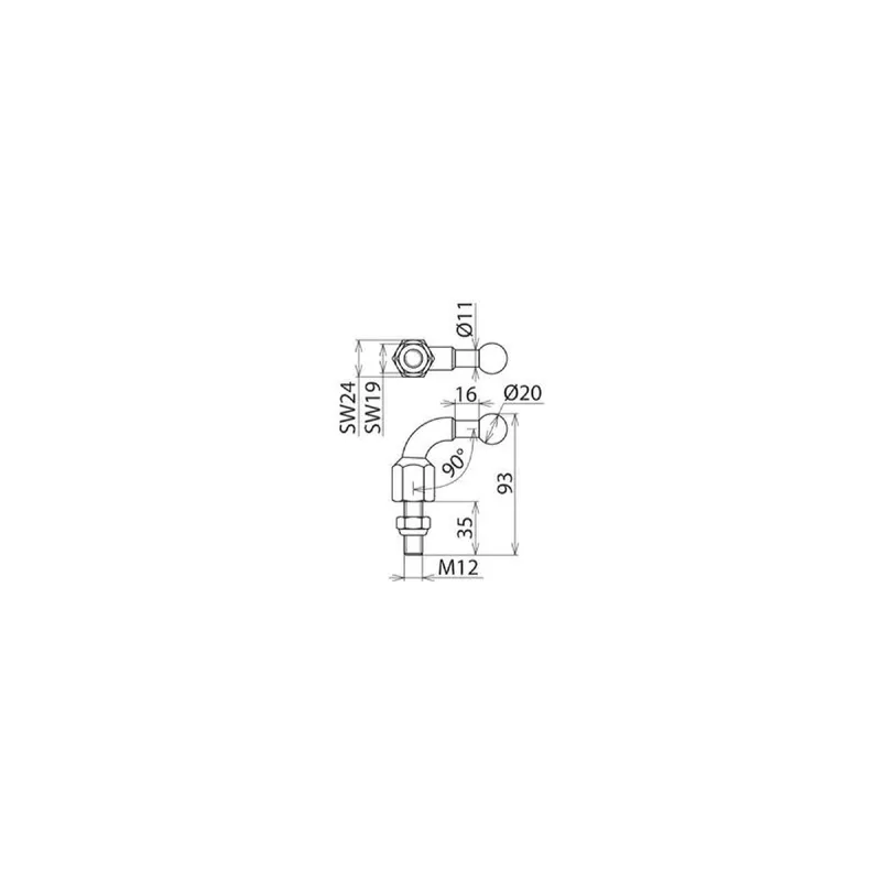 Dehn & Söhne Kugelfestpunkt 707235 KFP 20 W90 M12 35SSM D20mm