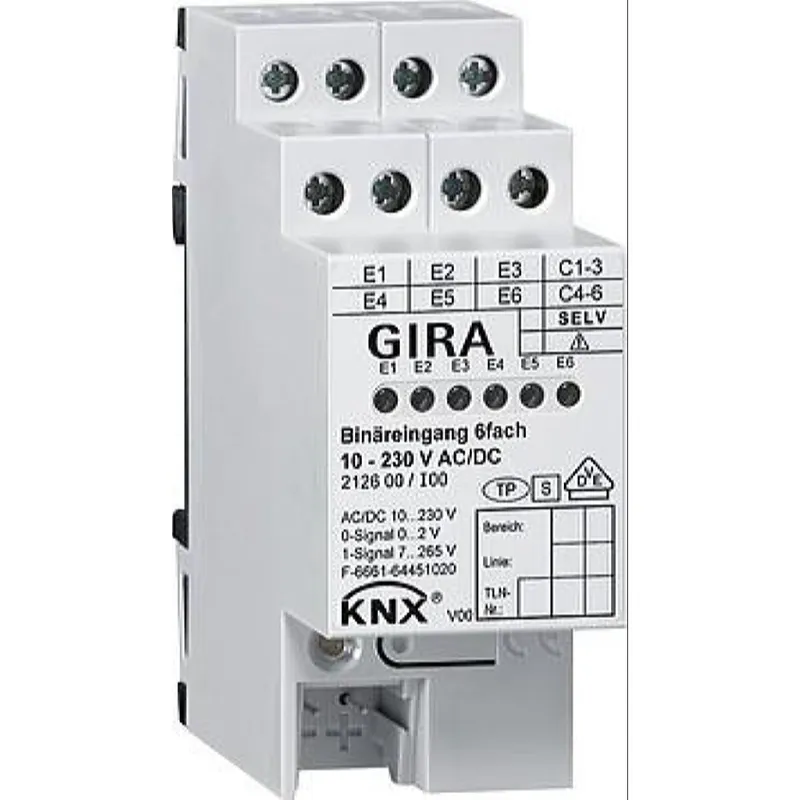 Gira Binäreingang 212600 6fach 10-230V AC/DC REG KNX