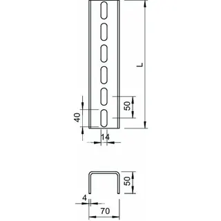 OBO U-Stiel US 7 110 FT 3seitig gelocht – Bild 2