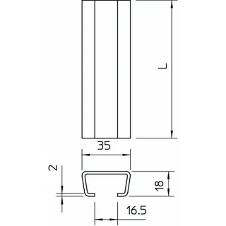 OBO Profilschiene AML3518UP2000A2 ungelocht SW 16,5mm – Bild 2
