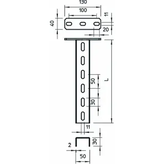 OBO Hängestiel US 3 K 60VA4301 50x30x600 – Bild 2