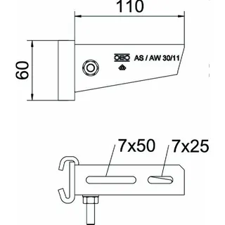 OBO Stielausleger AS 30/11 FT B: 110mm für IS8-Stiel – Bild 2