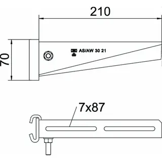 OBO Stielausleger AS 30/21 FT B: 210mm für IS8-Stiel – Bild 2
