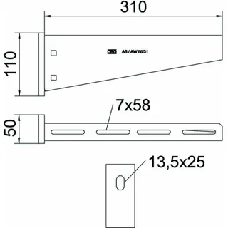 OBO Wand- und Stielausleger AW 55/31 VA4301 B310mm – Bild 2