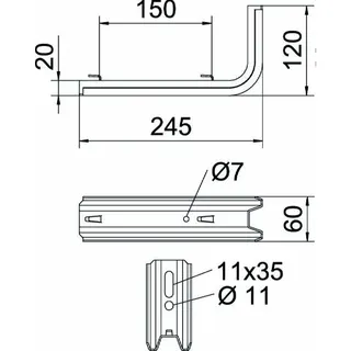 OBO TP Wand- und Stielausleger TPSAG/245 FT B245mm – Bild 2
