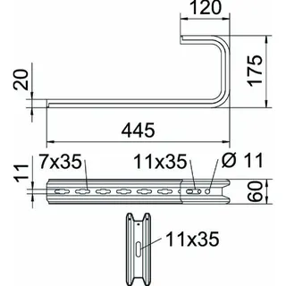 OBO Wand- und Deckenbügel TPD 445 FS TP-Profil – Bild 2