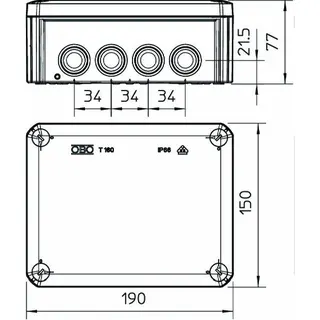 OBO Kabelabzweigkasten T160F 190x150x77 lichtgrau – Bild 2