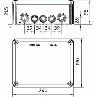 OBO Kabelabzweigkasten T250 240x190x95 reinweiss – Bild 2