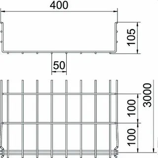 OBO Gitterrinne GRM GRM 105/400G galvanisch verzinkt – Bild 2